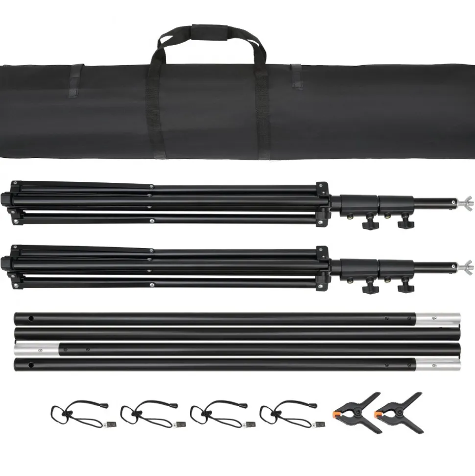 VEVOR 12 x 10 ft Heavy Duty Backdrop Stand, Height Adjustable Photography Backdrop Stand, Background Support System with 6 Clamps and A Carry Bag, for Party, Wedding, Display, Photo