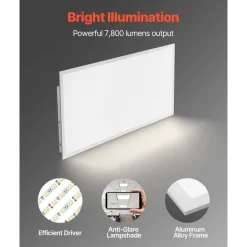 VEVOR 2x4 FT LED Flat Panel Light, 7800 LM, Flush Mount LED Drop Ceiling Lighting Fixture with 3 Color Selectable 4000K/5000K/6000K, 30W/40W/50W, 0-10V Dimmable, Ultra Slim for Home Kitchen, 2 Pack