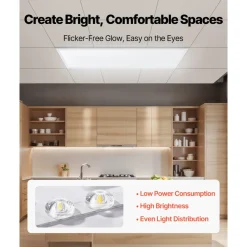 VEVOR 1x4 FT LED Flat Panel Light, 5700 LM, Flush Mount LED Drop Ceiling Lighting Fixture with 3 Color Selectable 3000K/4000K/5000K, 25W/30W/40W, 0-10V Dimmable, Ultra Slim for Home Kitchen, 2 Pack