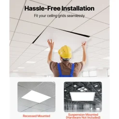 VEVOR 2x2 FT LED Flat Panel Light, 5700 LM, Flush Mount LED Drop Ceiling Lighting Fixture with 3 Color Selectable 3000K/4000K/5000K, 25W/30W/40W, 0-10V Dimmable, Ultra Slim for Home Kitchen, 4 Pack