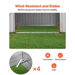 VEVOR 6 x 4 FT Metal Garden Shed, Outdoor Storage Shed with Lockable Doors & 4 Louver Vents, Peak Roof Metal Sheds Outdoors Storage, Storaged Sheds Clearance for Backyard, Garden, Patio, Bike, Gray