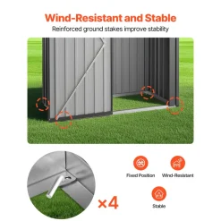 VEVOR 5 x 3 FT Metal Garden Shed, Storage Building with Lockable Door & 2 Louver Vents, Sloped Roof Metal Outdoor Storage Shed, Tool Sheds Outdoor Storage for Backyard, Garden, Patio, Bike, Gray
