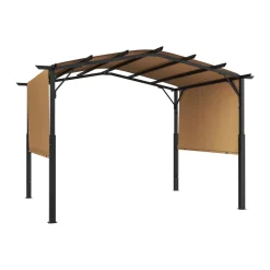 VEVOR 10 x 10 ft Outdoor Pergola, Arched Top Metal Pergola, Retractable Pergola with Sun Shade Canopy, Â Large Patio Shelter Pavilion, Heavy Duty Garden Pergola for Deck Backyard Porch Poolside