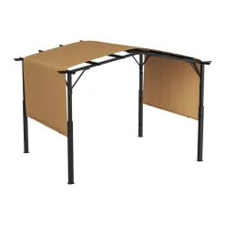 VEVOR 10 x 10 ft Outdoor Pergola, Arched Top Metal Pergola, Retractable Pergola with Sun Shade Canopy, Large Patio Shelter Pavilion, Heavy Duty Garden Pergola for Deck Backyard Porch Poolside