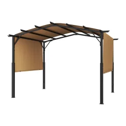 VEVOR 10 x 10 ft Outdoor Pergola, Arched Top Metal Pergola, Retractable Pergola with Sun Shade Canopy, Large Patio Shelter Pavilion, Heavy Duty Garden Pergola for Deck Backyard Porch Poolside
