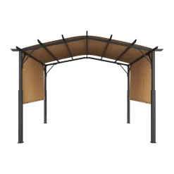 VEVOR 10 x 10 ft Outdoor Pergola, Arched Top Metal Pergola, Retractable Pergola with Sun Shade Canopy, Large Patio Shelter Pavilion, Heavy Duty Garden Pergola for Deck Backyard Porch Poolside