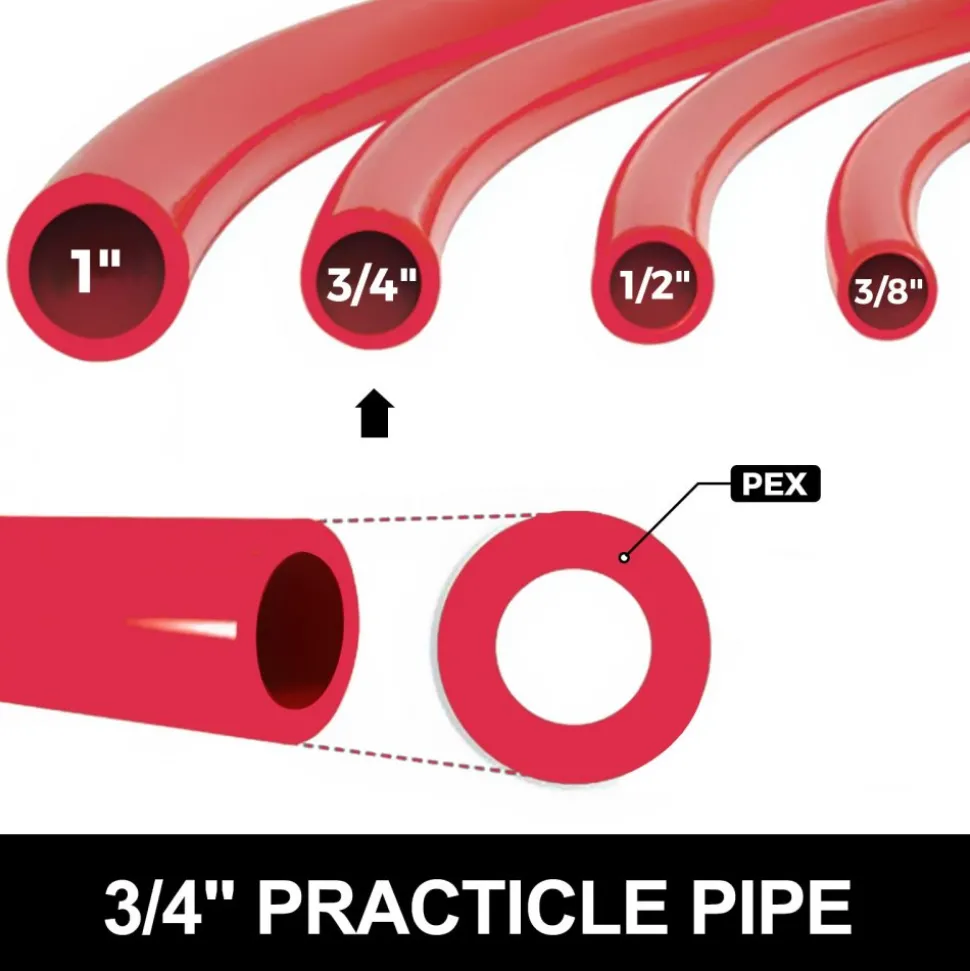 VEVOR 3/4" X 300Ft PEX Tubing Pex-B Red Hydronic Radiant Floor Heat Heating System Pex Pipe Pex Tube (3/4" , 300Ft/Red)