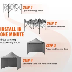 VEVOR 10x10 FT Pop up Canopy with Removable Sidewalls, Instant Canopies Portable Gazebo & Wheeled Bag, UV Resistant Waterproof, Enclosed Canopy Tent for Outdoor Events, Patio, Backyard, Party, Camping
