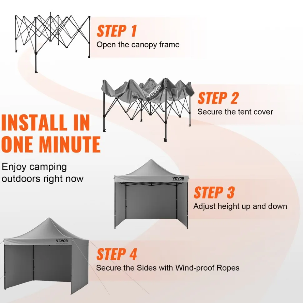 VEVOR 10x10 FT Pop up Canopy with Removable Sidewalls, Instant Canopies Portable Gazebo & Wheeled Bag, UV Resistant Waterproof, Enclosed Canopy Tent for Outdoor Events, Patio, Backyard, Party, Camping