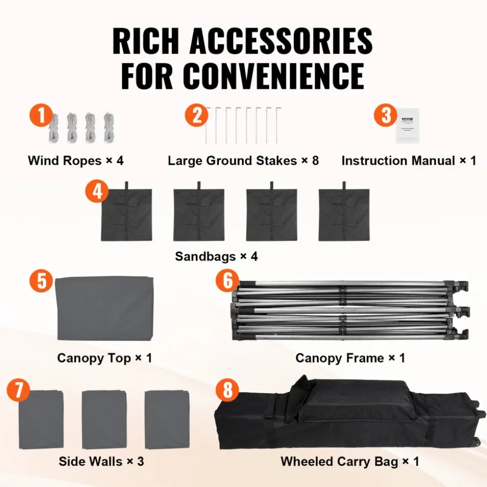 VEVOR 10x10 FT Pop up Canopy with Removable Sidewalls, Instant Canopies Portable Gazebo & Wheeled Bag, UV Resistant Waterproof, Enclosed Canopy Tent for Outdoor Events, Patio, Backyard, Party, Camping