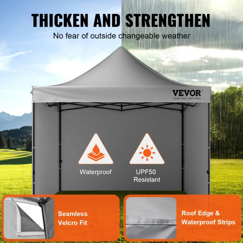 VEVOR 10x10 FT Pop up Canopy with Removable Sidewalls, Instant Canopies Portable Gazebo & Wheeled Bag, UV Resistant Waterproof, Enclosed Canopy Tent for Outdoor Events, Patio, Backyard, Party, Camping