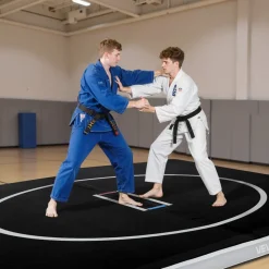 VEVOR 10x10 ft Wrestling Mat Inflatable, Martial Arts Thick Mat for Home Gym Exercise, PVC Foldable Training Mats with Circles and 600W Air Pump, for Gymnastics, Tatami, Jiu Jitsu BJJ MMA Judo, Black