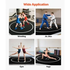 VEVOR 10x10 ft Wrestling Mat Inflatable, Martial Arts Thick Mat for Home Gym Exercise, PVC Foldable Training Mats with Circles and 600W Air Pump, for Gymnastics, Tatami, Jiu Jitsu BJJ MMA Judo, Black