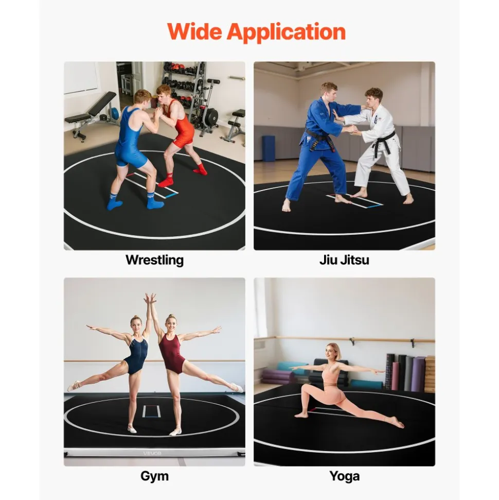 VEVOR 10x5 ft Wrestling Mat Inflatable, Martial Arts Thick Mat for Outdoor Indoor Home Gym Exercise, PVC Foldable Training Mats with 600W Air Pump, for Gymnastics Tatami Jiu Jitsu BJJ MMA Judo, Gray