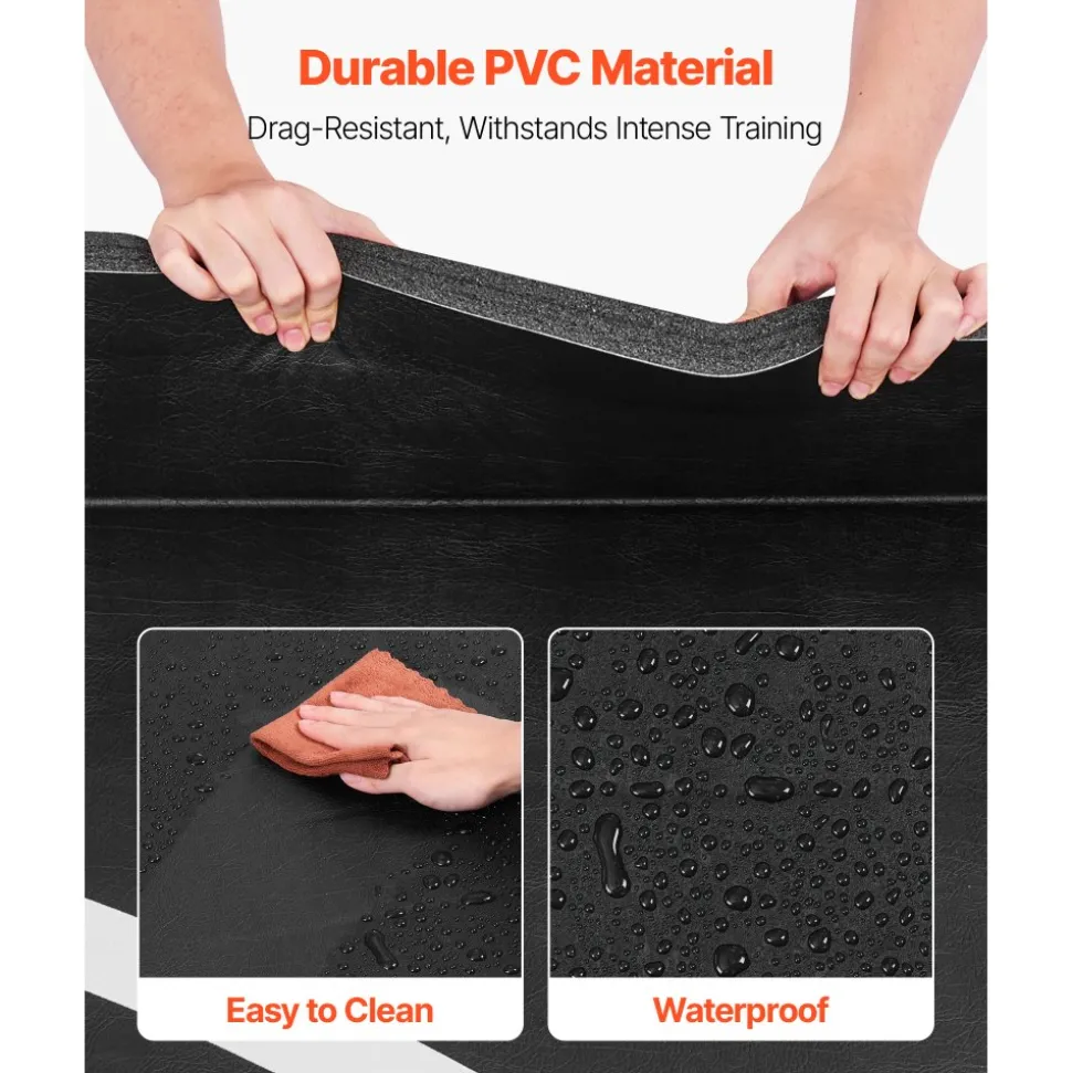 VEVOR 10x10 ft Wrestling Mat, Martial Arts Thick Mat for Home Gym Workouts Exercise, Waterproof PVC Roll-Up Training Mats with Circles, for Gymnastics, Tatami, Jiu Jitsu BJJ MMA Judo, Boxing, Black