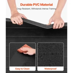 VEVOR 10x5 ft Wrestling Mat, Martial Arts Thick Mat for Home Gym Workouts Exercise, Waterproof PVC Roll-Up Training Mats for Gymnastics, Tatami, Jiu Jitsu BJJ MMA Judo, Boxing, Black