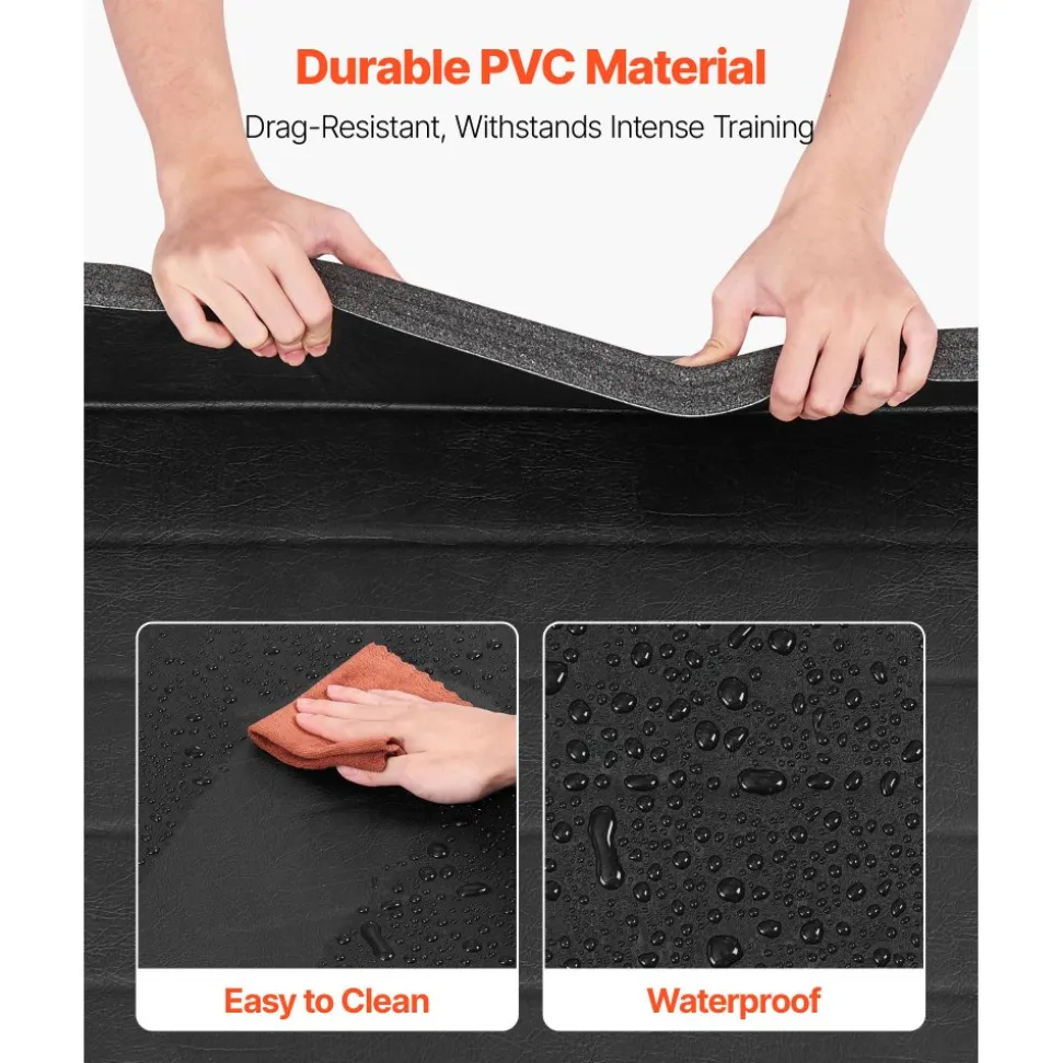 VEVOR 10x5 ft Wrestling Mat, Martial Arts Thick Mat for Home Gym Workouts Exercise, Waterproof PVC Roll-Up Training Mats for Gymnastics, Tatami, Jiu Jitsu BJJ MMA Judo, Boxing, Black