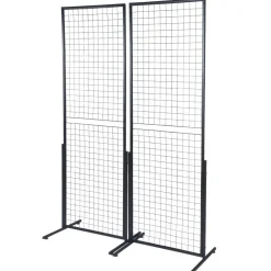 VEVOR 2' x 5.6' Grid Wall Panels Tower, 2 Packs Wire Gridwall Display Racks with T-Base Floorstanding, Double Side Gridwall Panels for Art Craft Shows, Retail Display with Extra Clips and Hooks