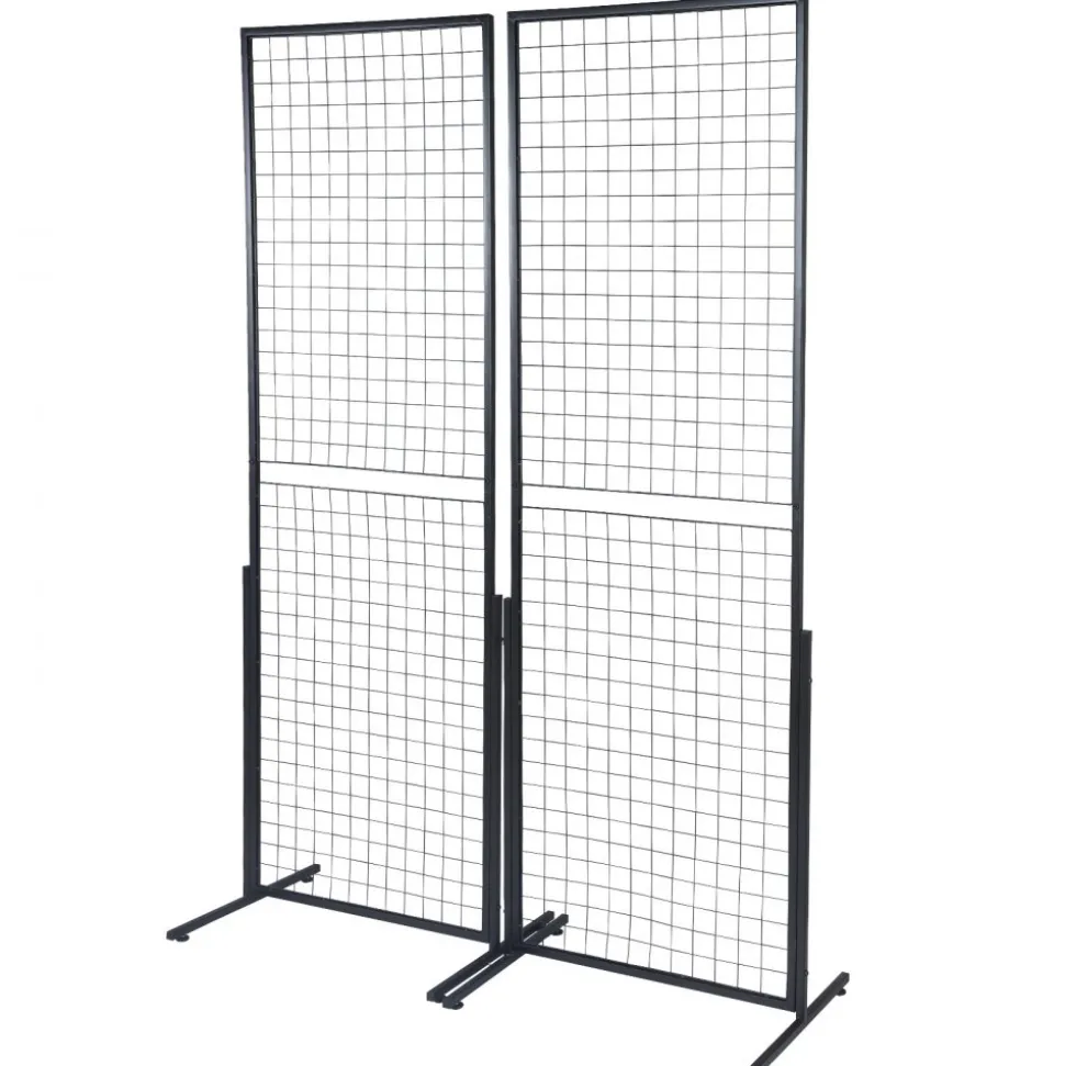 VEVOR 2' x 5.6' Grid Wall Panels Tower, 2 Packs Wire Gridwall Display Racks with T-Base Floorstanding, Double Side Gridwall Panels for Art Craft Shows, Retail Display with Extra Clips and Hooks