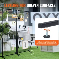 VEVOR 2' x 5.6' Grid Wall Panels Tower, 2 Packs Wire Gridwall Display Racks with T-Base Floorstanding, Double Side Gridwall Panels for Art Craft Shows, Retail Display with Extra Clips and Hooks