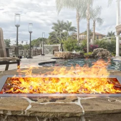 VEVOR 24 x 8 inch Drop-in Fire Pit Pan, Rectangular Stainless Steel Fire Pit Burner Kit, Propane Gas Fire Pan 120,000 BTU with H-Burner for Indoor or Outdoor Use