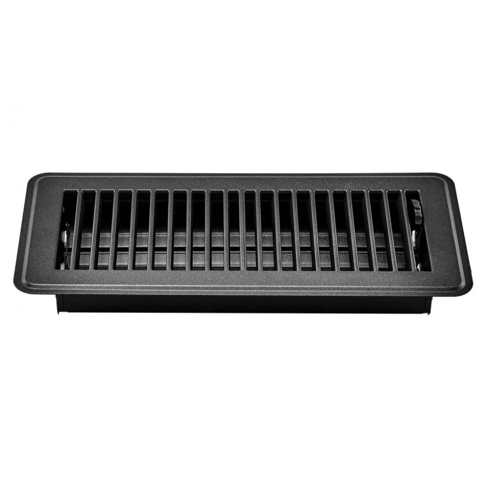 VEVOR 4 x 10 Inch Floor Registers, 12-Pack Vent Grilles, HAVC Heavy-Duty Walkable Iron Floor Vents, Easily Adjustable Rust-Proof Air Vents Deflector with Metal Damper, Ideal for Home & Office, Black