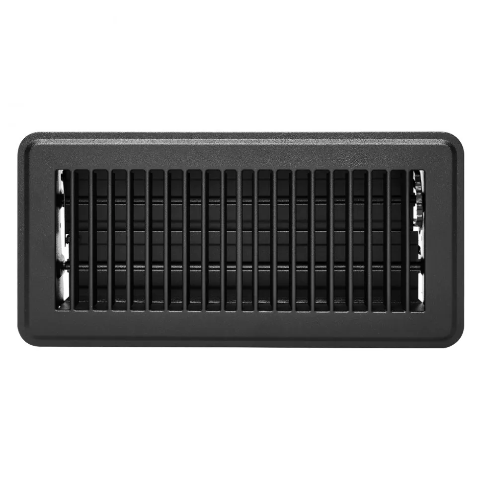 VEVOR 4 x 10 Inch Floor Registers, 12-Pack Vent Grilles, HAVC Heavy-Duty Walkable Iron Floor Vents, Easily Adjustable Rust-Proof Air Vents Deflector with Metal Damper, Ideal for Home & Office, Black