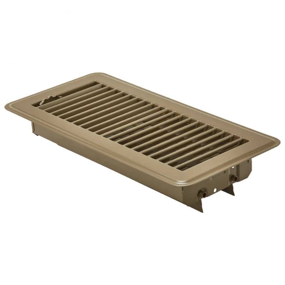 VEVOR 4 x 10 Inch Floor Registers, 6-Pack Vent Grilles, HVAC Heavy-Duty Walkable Iron Floor Vents, Easily Adjustable Rust-Proof Air Vents Deflector with Metal Damper, Ideal for Home & Office, Brown