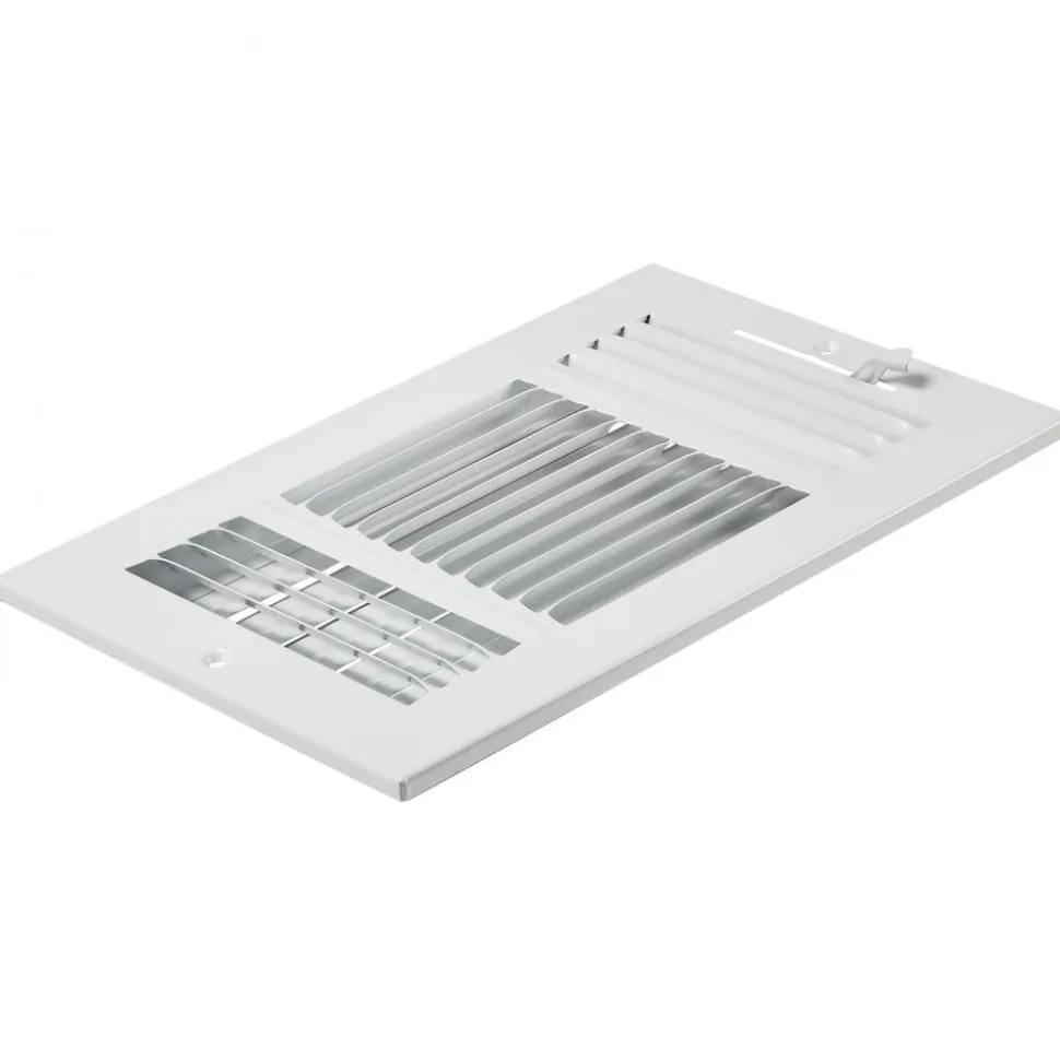 VEVOR 6 x 10 Inch Floor Registers, 6-Pack Floor Vents, HVAC 3-Direction Iron Vent Grilles for Home/Office Wall & Ceiling, Rustproof Anti-Peeling Air Vents Deflector Adjustable with Metal Damper, White