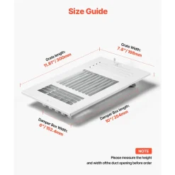 VEVOR 6 x 10 Inch Floor Registers, 6-Pack Floor Vents, HVAC 3-Direction Iron Vent Grilles for Home/Office Wall & Ceiling, Rustproof Anti-Peeling Air Vents Deflector Adjustable with Metal Damper, White