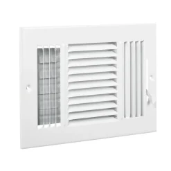 VEVOR 6 x 10 Inch Floor Registers, 6-Pack Floor Vents, HVAC 3-Direction Iron Vent Grilles for Home/Office Wall & Ceiling, Rustproof Anti-Peeling Air Vents Deflector Adjustable with Metal Damper, White