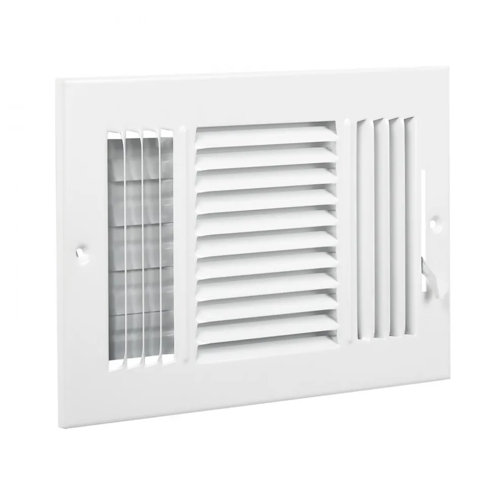 VEVOR 6 x 10 Inch Floor Registers, 6-Pack Floor Vents, HVAC 3-Direction Iron Vent Grilles for Home/Office Wall & Ceiling, Rustproof Anti-Peeling Air Vents Deflector Adjustable with Metal Damper, White