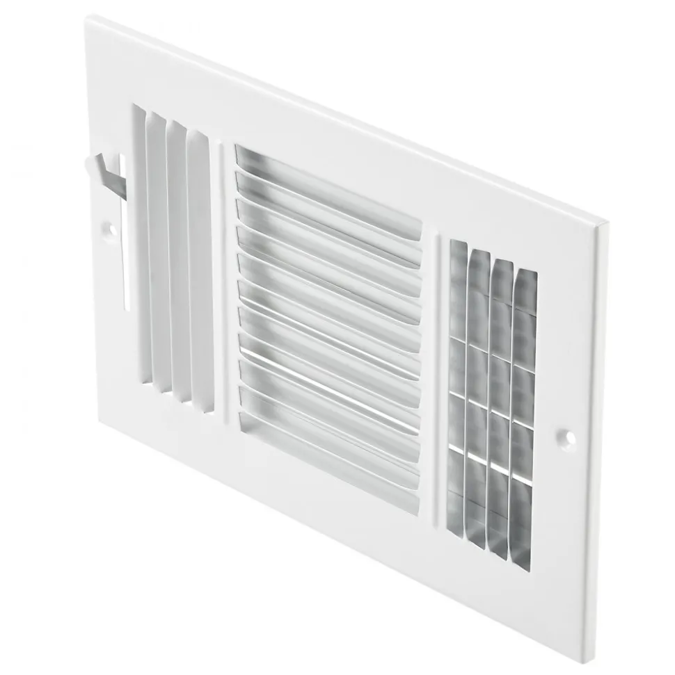 VEVOR 6 x 10 Inch Floor Registers, 6-Pack Floor Vents, HVAC 3-Direction Iron Vent Grilles for Home/Office Wall & Ceiling, Rustproof Anti-Peeling Air Vents Deflector Adjustable with Metal Damper, White