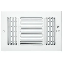 VEVOR 6 x 10 Inch Floor Registers, 6-Pack Floor Vents, HVAC 3-Direction Iron Vent Grilles for Home/Office Wall & Ceiling, Rustproof Anti-Peeling Air Vents Deflector Adjustable with Metal Damper, White