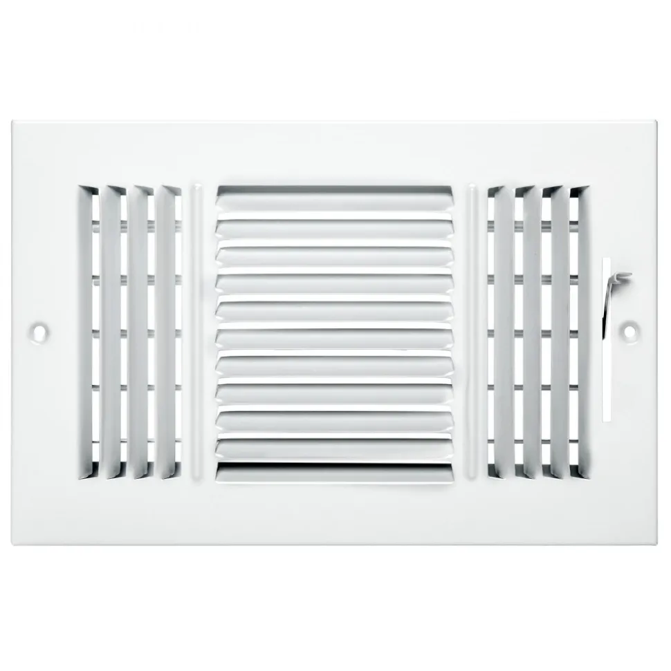 VEVOR 6 x 10 Inch Floor Registers, 6-Pack Floor Vents, HVAC 3-Direction Iron Vent Grilles for Home/Office Wall & Ceiling, Rustproof Anti-Peeling Air Vents Deflector Adjustable with Metal Damper, White