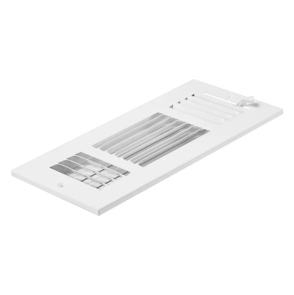 VEVOR 4 x 10 Inch Floor Registers, 6-Pack Floor Vents, HVAC 3-Direction Iron Vent Grilles for Home/Office Wall & Ceiling, Rustproof Anti-Peeling Air Vents Deflector Adjustable with Metal Damper, White