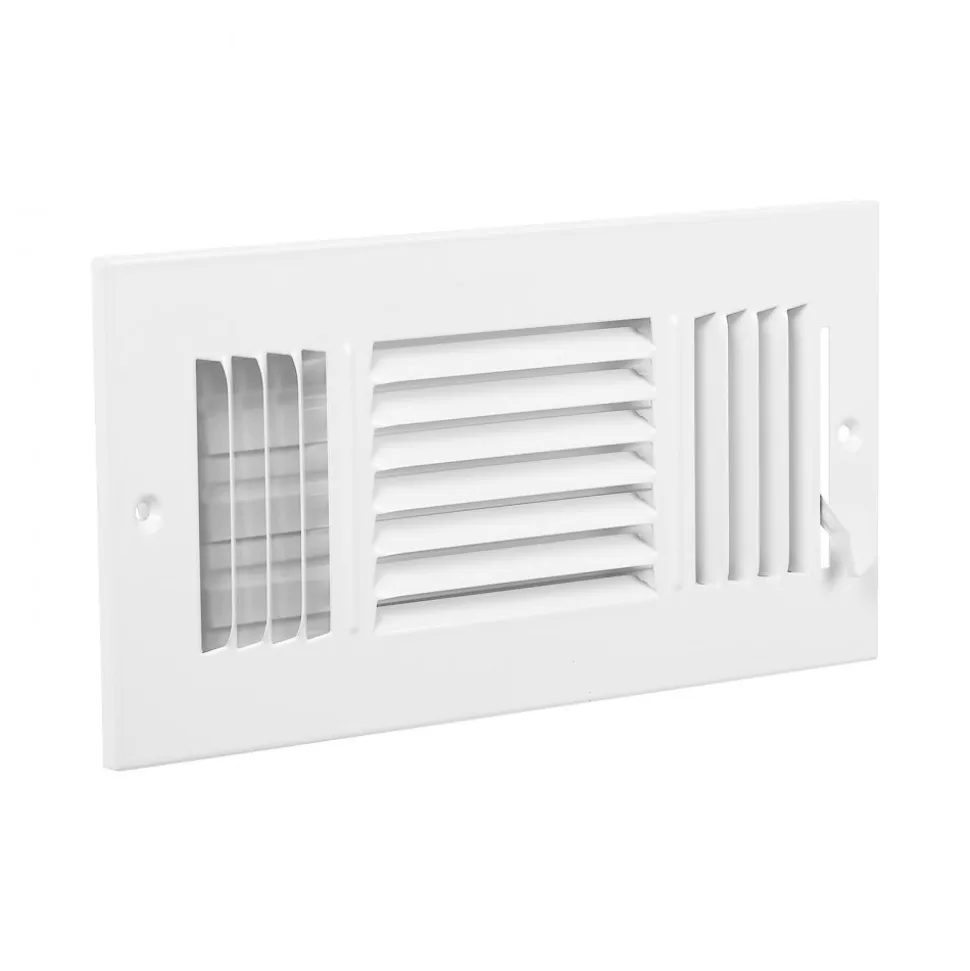 VEVOR 4 x 10 Inch Floor Registers, 6-Pack Floor Vents, HVAC 3-Direction Iron Vent Grilles for Home/Office Wall & Ceiling, Rustproof Anti-Peeling Air Vents Deflector Adjustable with Metal Damper, White