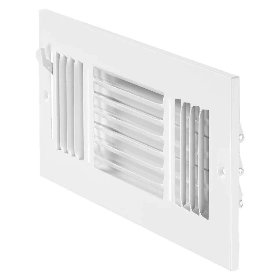 VEVOR 4 x 10 Inch Floor Registers, 6-Pack Floor Vents, HVAC 3-Direction Iron Vent Grilles for Home/Office Wall & Ceiling, Rustproof Anti-Peeling Air Vents Deflector Adjustable with Metal Damper, White