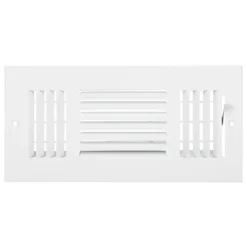VEVOR 4 x 10 Inch Floor Registers, 6-Pack Floor Vents, HVAC 3-Direction Iron Vent Grilles for Home/Office Wall & Ceiling, Rustproof Anti-Peeling Air Vents Deflector Adjustable with Metal Damper, White