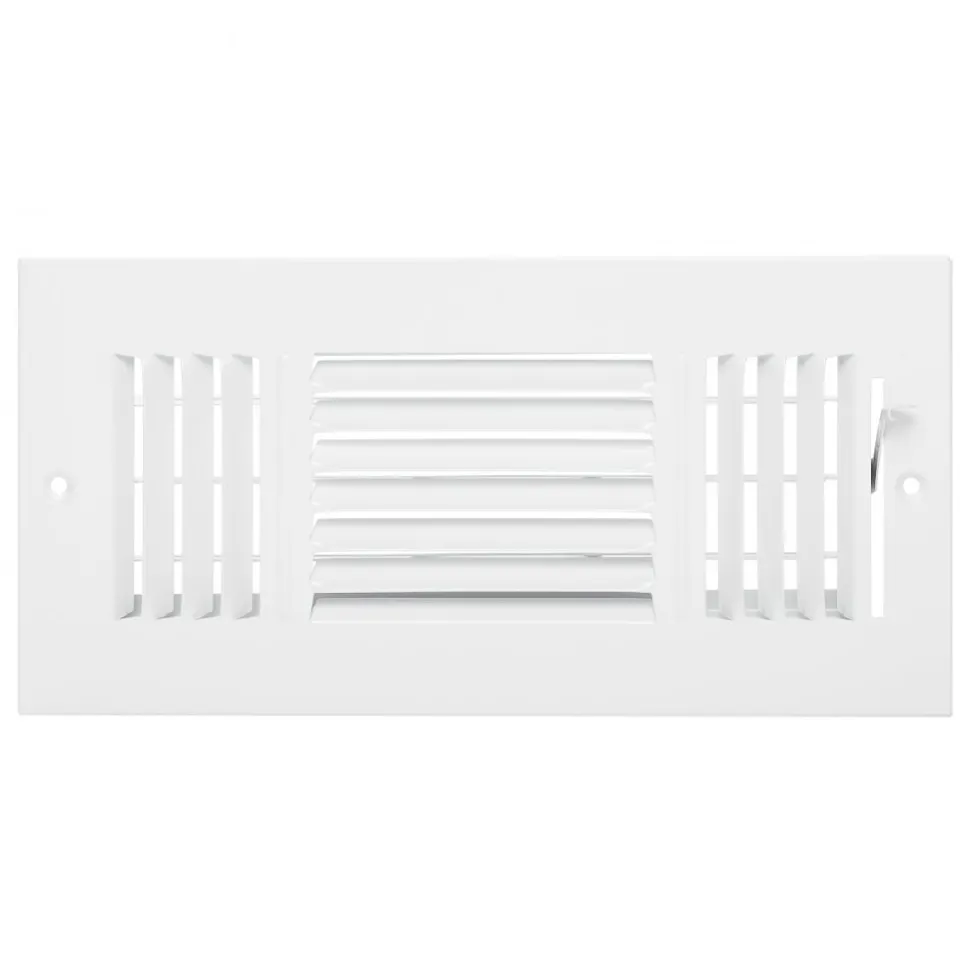 VEVOR 4 x 10 Inch Floor Registers, 6-Pack Floor Vents, HVAC 3-Direction Iron Vent Grilles for Home/Office Wall & Ceiling, Rustproof Anti-Peeling Air Vents Deflector Adjustable with Metal Damper, White