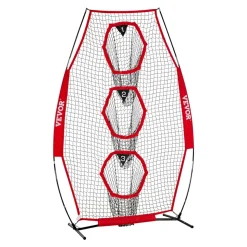 VEVOR 8 x 4 inch Football Trainer Throwing Net, Training Throwing Target Practice Net with 5 Target Pockets, Knotless Net Includes Straps and Portable Carry Case, Improve QB Throwing Accuracy, Red