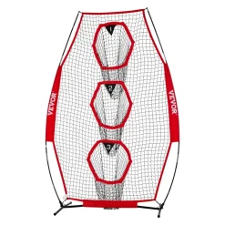 VEVOR 8 x 4 inch Football Trainer Throwing Net, Training Throwing Target Practice Net with 5 Target Pockets, Knotless Net Includes Straps and Portable Carry Case, Improve QB Throwing Accuracy, Red