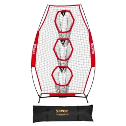 VEVOR 8 x 4 inch Football Trainer Throwing Net, Training Throwing Target Practice Net with 5 Target Pockets, Knotless Net Includes Straps and Portable Carry Case, Improve QB Throwing Accuracy, Red
