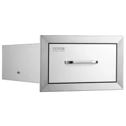 VEVOR 14x8.5 Inch Outdoor Kitchen Drawers Stainless Steel, Flush Mount Double Drawers,14W x 8.5H x 23D Inch, with Stainless Steel Handle, BBQ Drawers for Outdoor Kitchens or BBQ Island