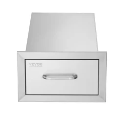 VEVOR 14x8.5 Inch Outdoor Kitchen Drawers Stainless Steel, Flush Mount Double Drawers,14W x 8.5H x 23D Inch, with Stainless Steel Handle, BBQ Drawers for Outdoor Kitchens or BBQ Island