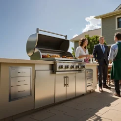 VEVOR 18x23 Inch Outdoor Kitchen Stainless Steel Triple Access BBQ Drawers with Chrome Handle, 18 x23 x 23 Inch