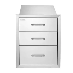 VEVOR 18x23 Inch Outdoor Kitchen Stainless Steel Triple Access BBQ Drawers with Chrome Handle, 18 x23 x 23 Inch