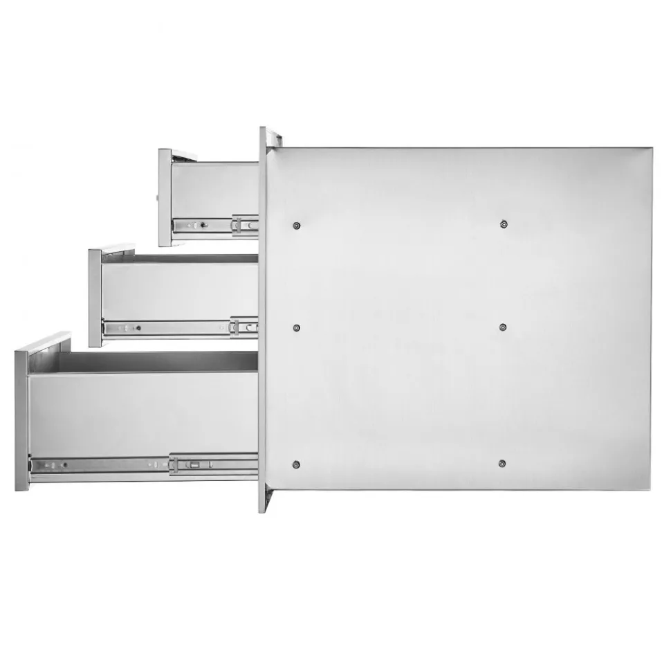 VEVOR 18x23 Inch Outdoor Kitchen Stainless Steel Triple Access BBQ Drawers with Chrome Handle, 18 x23 x 23 Inch