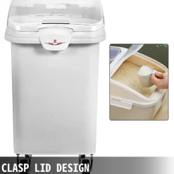 VEVOR 2x Ingredient Bin With Casters 21 Gallon Food Safe Restaurant Kitchen Flour Bins
