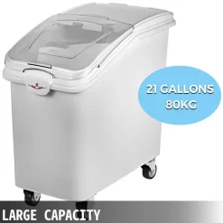 VEVOR 2x Ingredient Bin With Casters 21 Gallon Food Safe Restaurant Kitchen Flour Bins